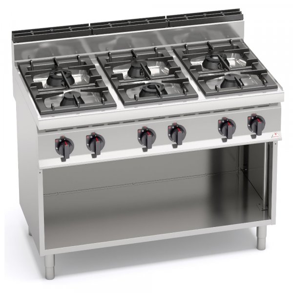 6-BURNER GAS STOVE WITH CABINET BERTO'S MOD G7F6M 